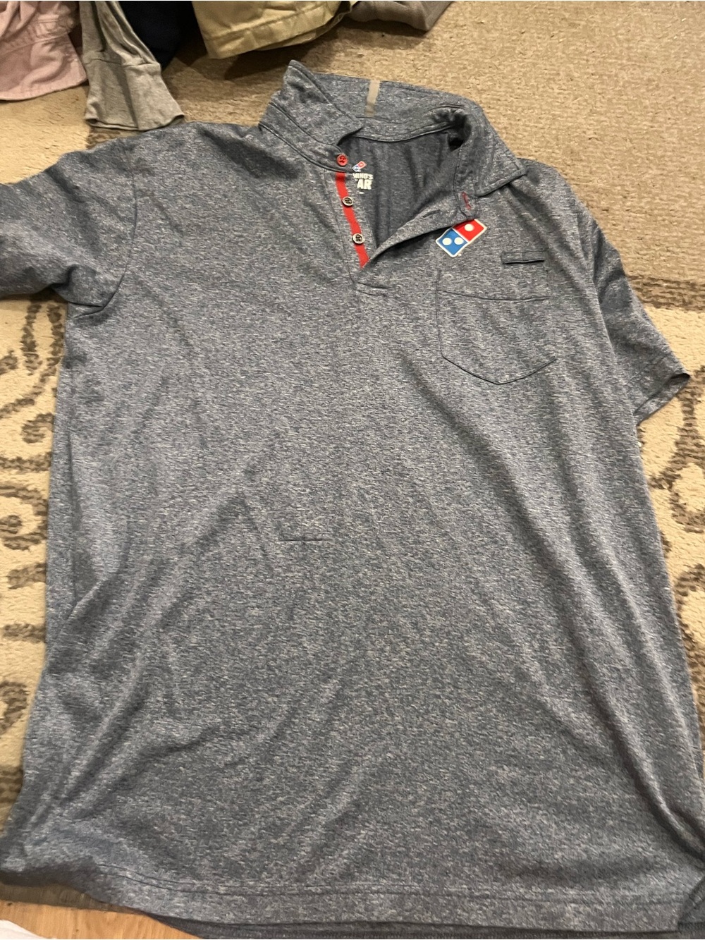 Dominos Short Sleeve Heathered Polo Shirt - Blue